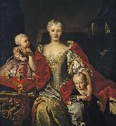 Martin van Meytens Portrait of Polyxena Christina of Hesse-Rotenburg with her two oldest children, the future Victor Amadeus III and Princess Eleonora oil painting on canvas